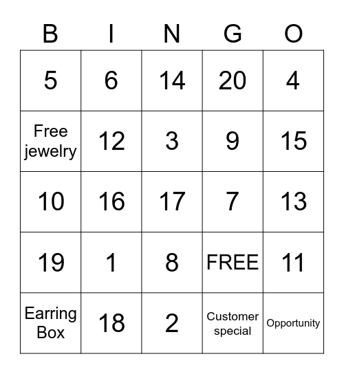 Blingo Bingo Card