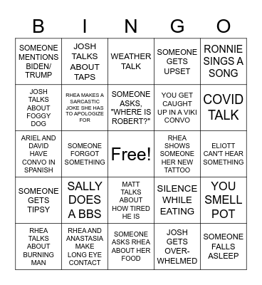 Kanter Thanksgiving BINGO Card