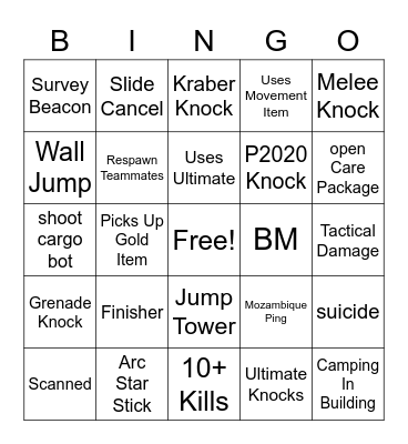 apex bingo Card