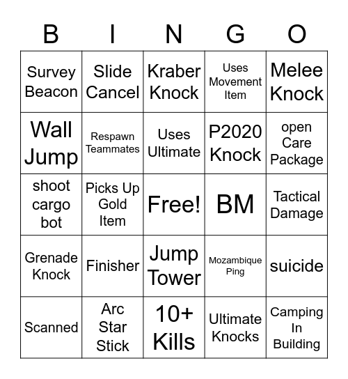 apex bingo Card