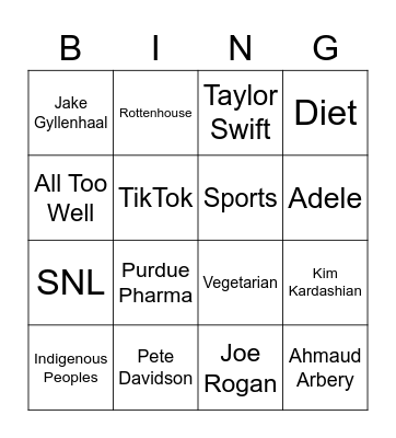 Dad Bingo Card