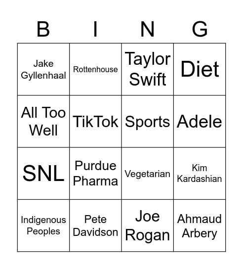 Dad Bingo Card