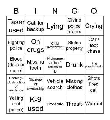 Adoxiom's Cops BINGO Card