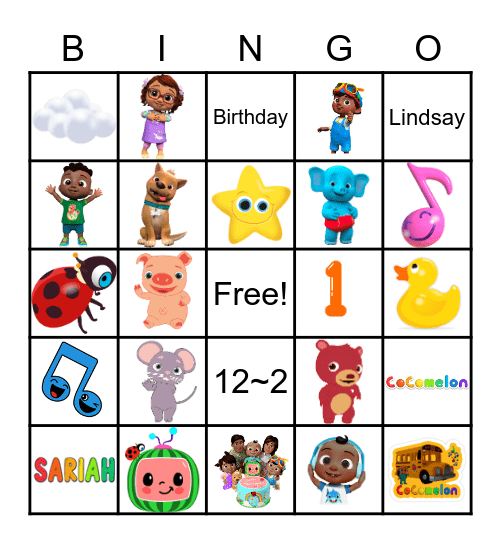 Sariah's 1st Birthday Bingo Card