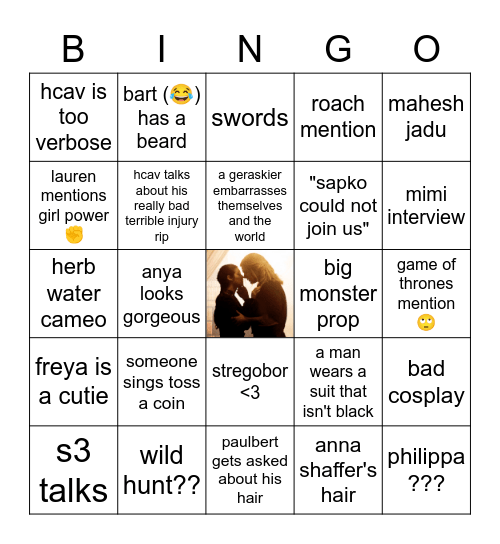 The Witcher S2 Premiere Bingo Card