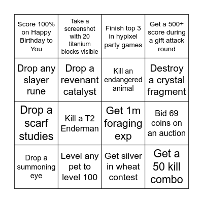 MassToTheMass Bingo Card