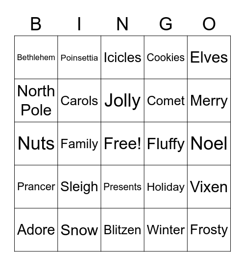 Christmas Bingo Card