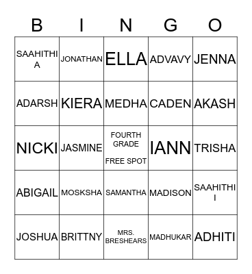 Breshears' Class  Bingo Card