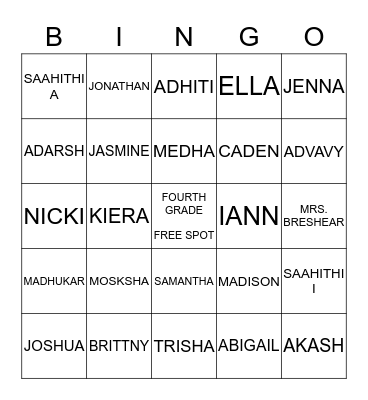 Breshears' Class  Bingo Card