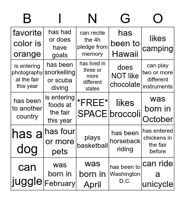 Did you know? Bingo Card