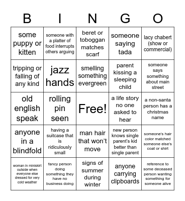Hallmark Bingo Card