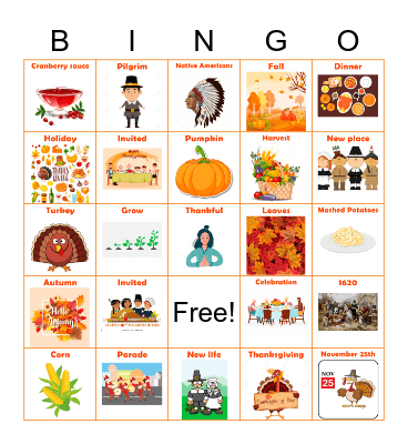 Thanksgiving Day Bingo Card
