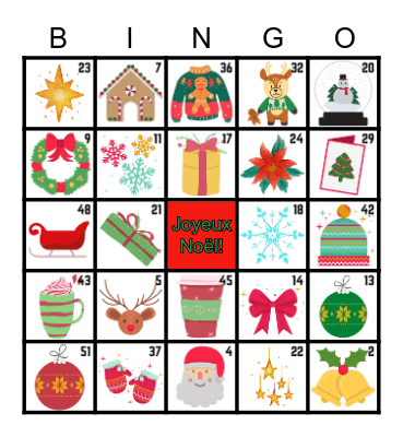 Bingo de Noël Bingo Card