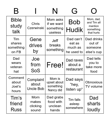 Anders Family Bingo Card