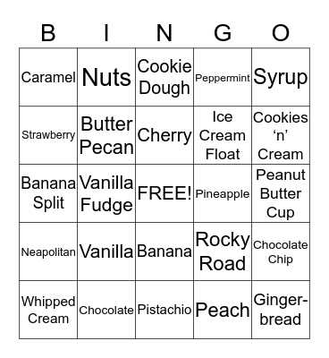 Flavor Bingo Card