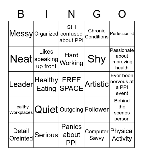 Obesity & Chronic Disease Team Bingo Card