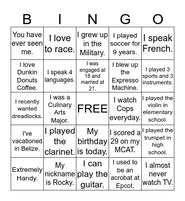 People Bingo Card