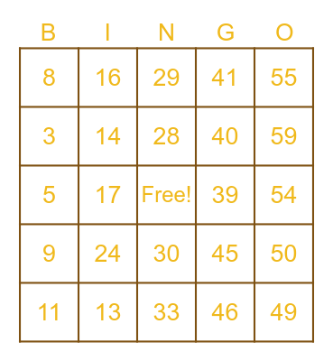 Clarkies/Holliday Thanksgiving Bingo Card