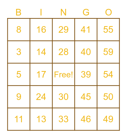 Clarkies/Holliday Thanksgiving Bingo Card