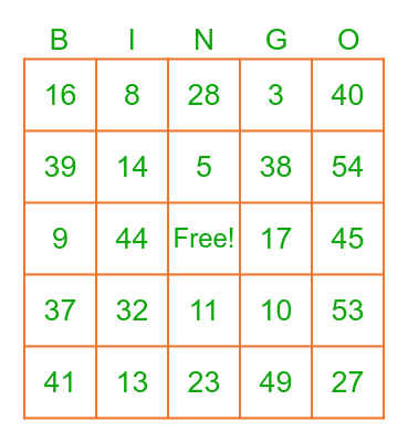 Happy Thanksgiving Bingo Card