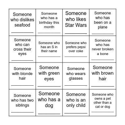 HUMAN BINGO Card