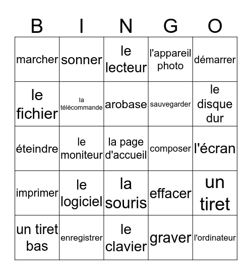 La Technologie Bingo Card