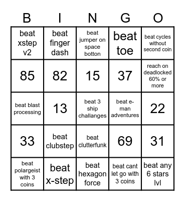 geometry dash bingo Card