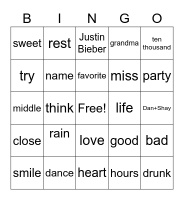 10,000 hours Bingo Card