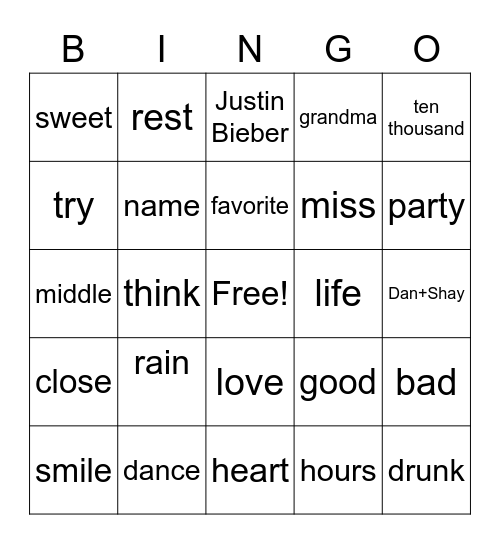 10,000 hours Bingo Card