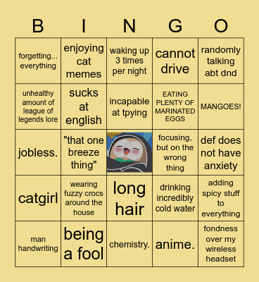 Shon Bingo Card