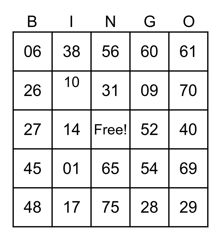Mona Bingo Card