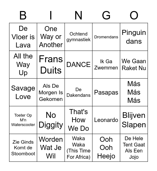 Swingo Bingo Card