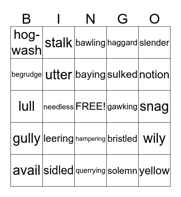 Vocabulary Bingo Card