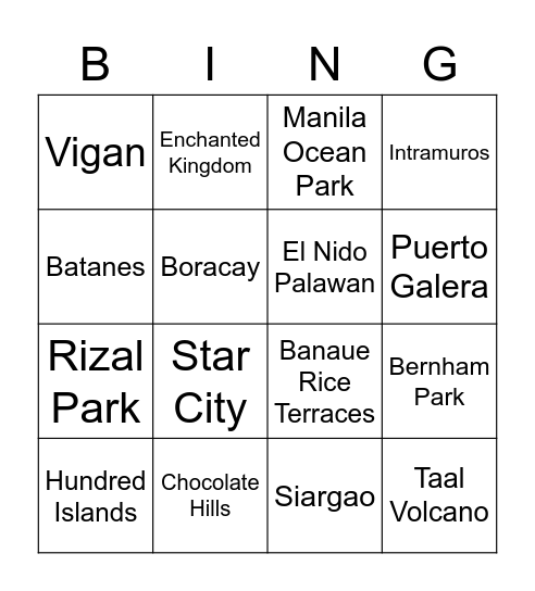 Group 1 Bingo Card