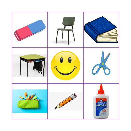 CLASROOM OBJECTS Bingo Card