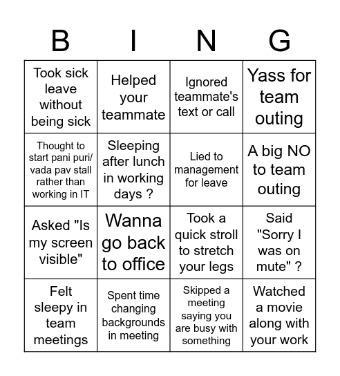YOYO Bingo Card