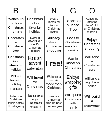 Christmas BINGO Card