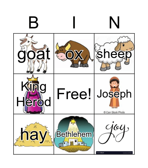 Nativity Bingo Card
