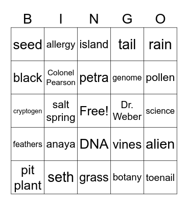 BLOOM Bingo Card