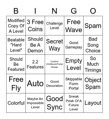 Recent Tab BINGO Card