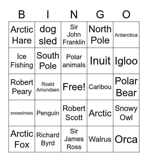 Polar Regions Bingo Card