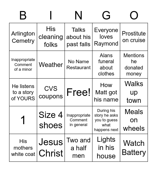 Jimmy Bingo Card