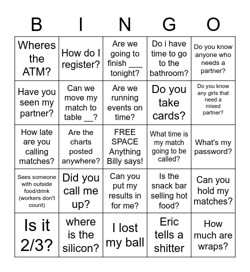 Dumb A$$ Questions Bingo Card