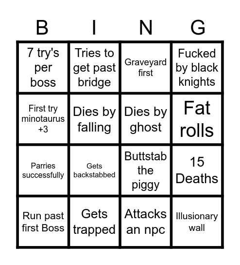 Dark Souls 1 Bingo Card