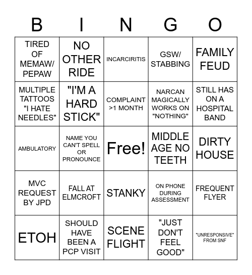 MCEMS Bingo Card