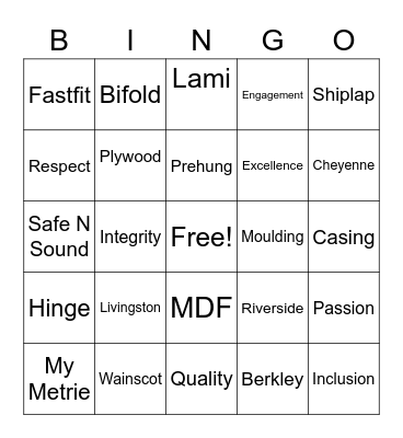 Metrie Bingo Card