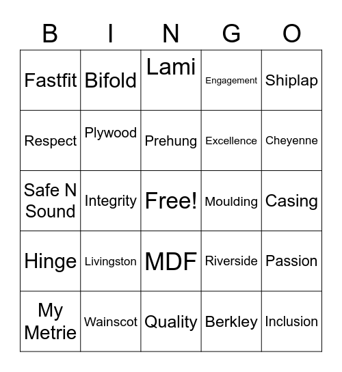 Metrie Bingo Card