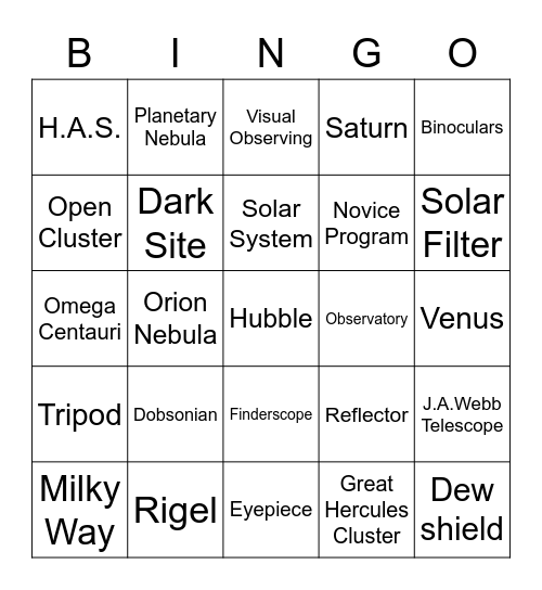 HAS Bingo Card