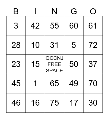 QCCNJ SAFETY AWARENESS MONTH Bingo Card