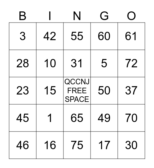 QCCNJ SAFETY AWARENESS MONTH Bingo Card